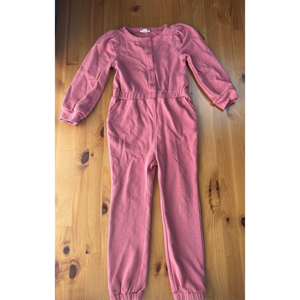Girls' J Crew Crewcuts Pink long Sleeve French Terry Jumpsuit Size 5